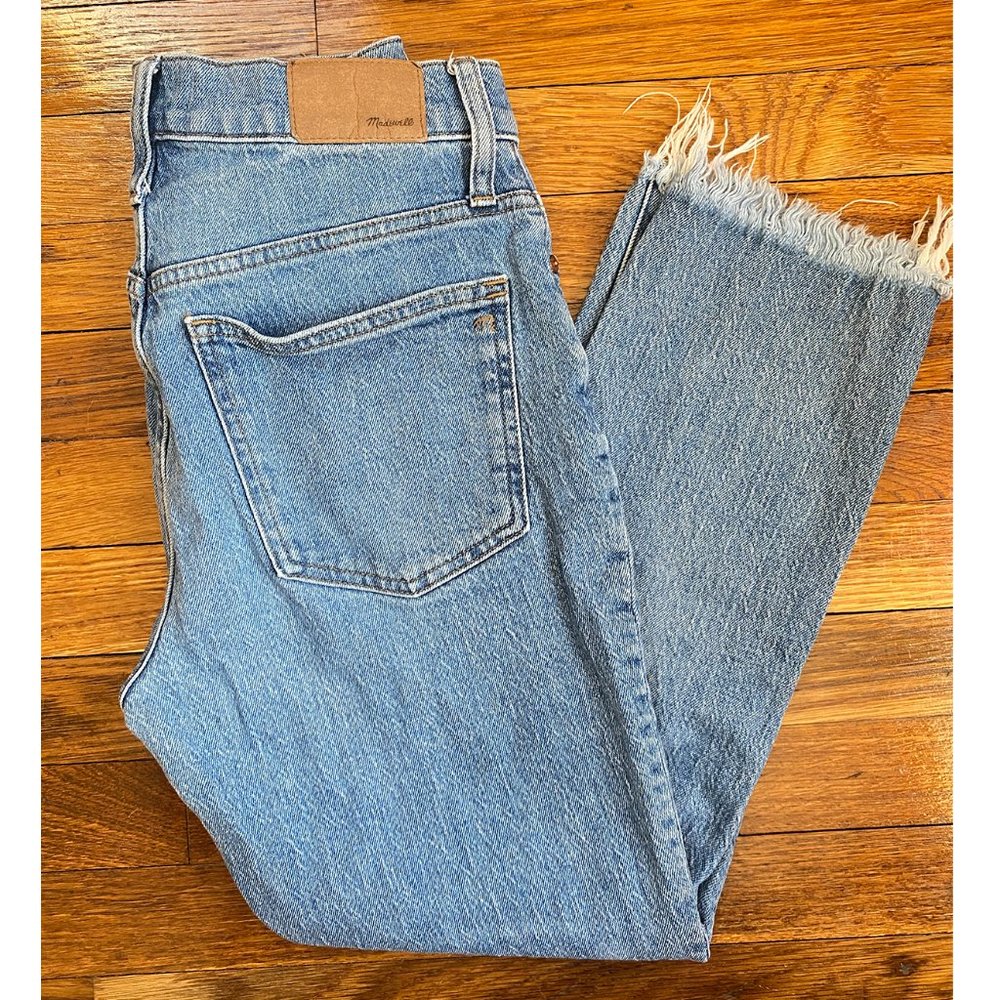Madewell High-Rise Raw Hem Jeans — Light Blue Denim